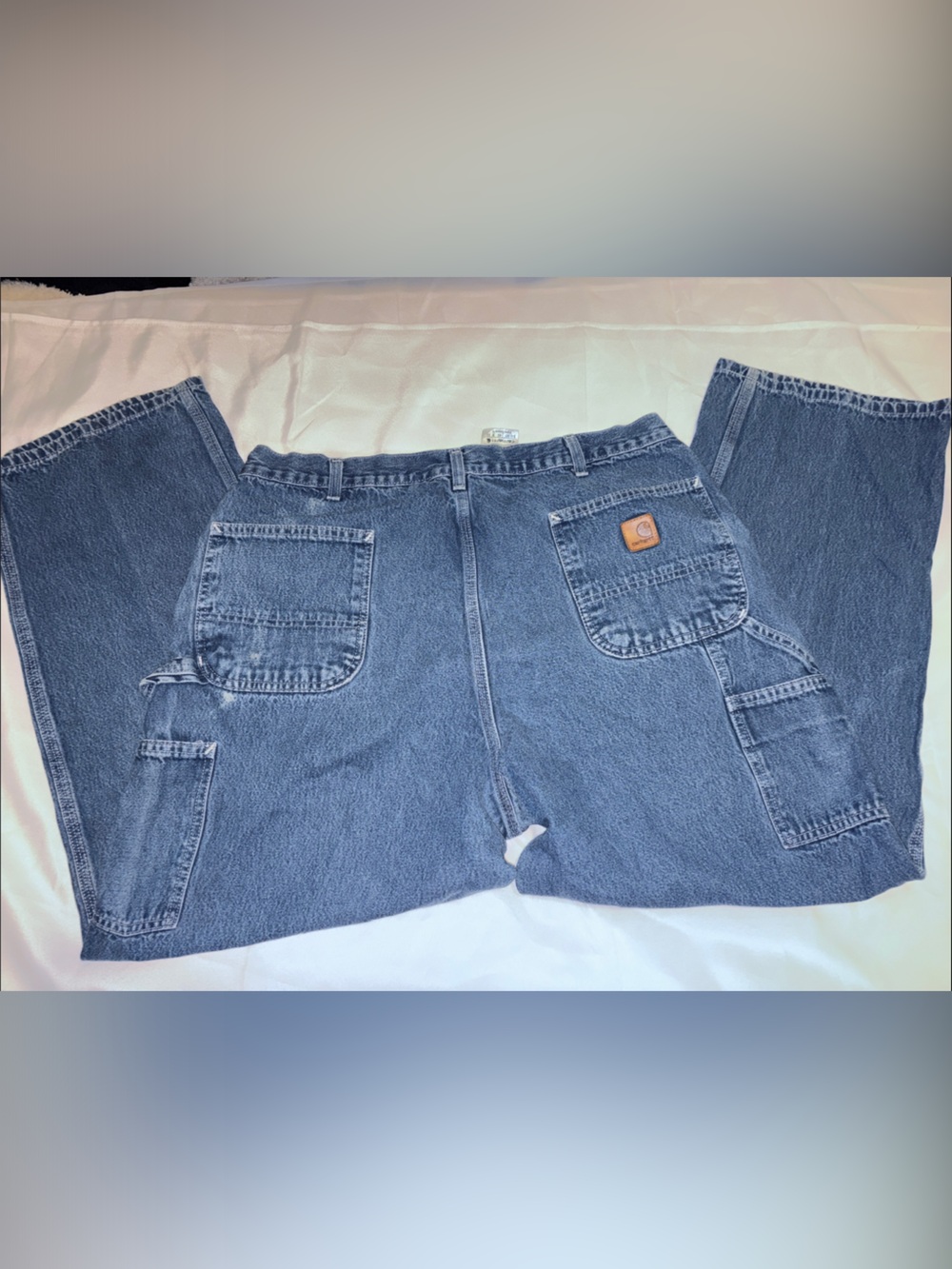 Carhartt Blue Denim Carpenter Pants with Patch Pocket vintage 40W 30L